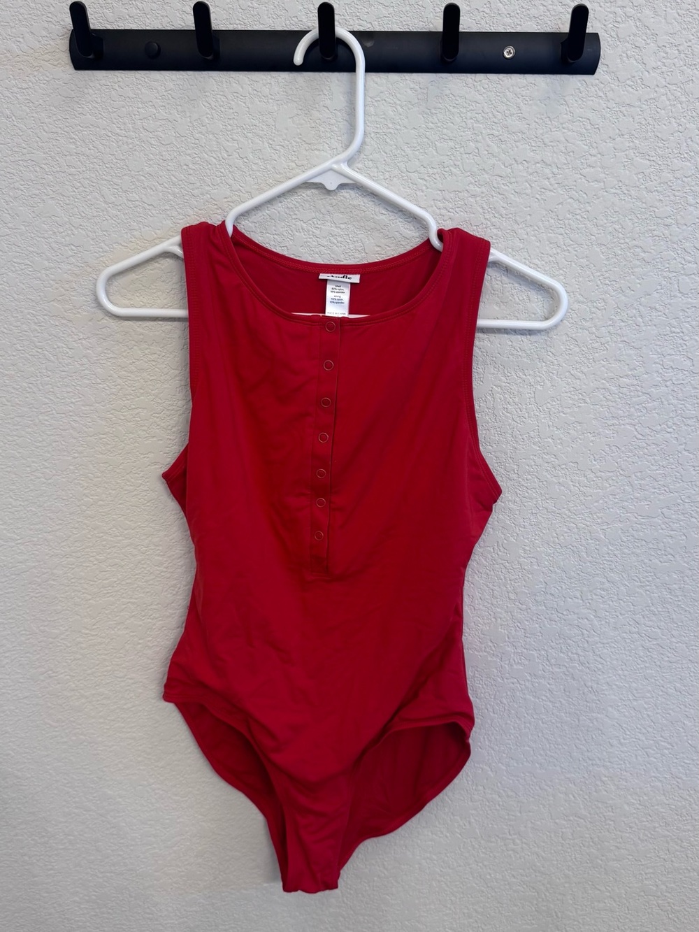 Andie Red Sleeveless One-Piece with Front Snap Placket